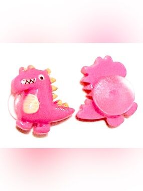 2 Pink Dinosaur Resin Glossy Croc Charms Shoe Charm Jibbit Disney Croc Charms